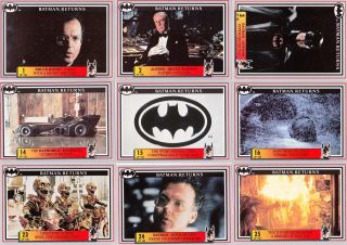 Batman Returns Movie 1992 Dynamic Base Card & Sticker Set Of 150,  20,  Bonus Dc