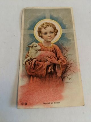 Antique Vintage Prayer Card Imprime En Suisse Switzerland K57