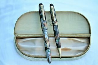 Vintage - Burnham Lady - Fountain Pen & Pencil - Uk - Cased - C1954