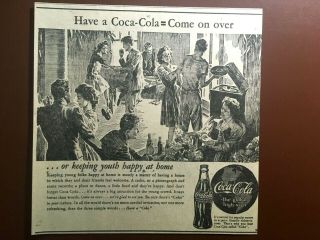 Rare 1944 Canada Ad Coke Coca Cola Wwii Era Party Dancing Young People Canadian