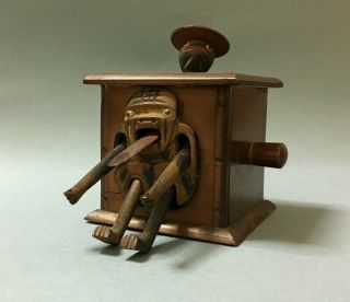 ANTIQUE KOBE JAPANESE MECHANICAL TOY wooden articulated vintage oriental box 2