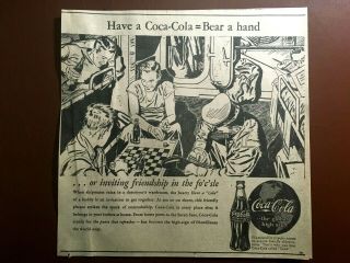 Rare 1944 Canada Ad Coke Coca Cola Wwii Royal Canadian Navy Sailors Checkers