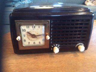 Vintage Ge General Electric Bakelite Alarm Clock Tube Radio Model 50