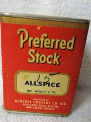 Preferred Stock Allspice Red And Cream Metal Spice Tin