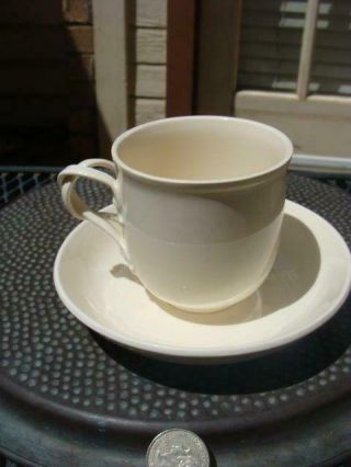Vintage Leedsware Classical Creamware Cups And Saucers,  Twisted Handle (8)