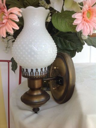 Vintage Hurricane Wall Sconce White Hobnail Set Of 2 Two