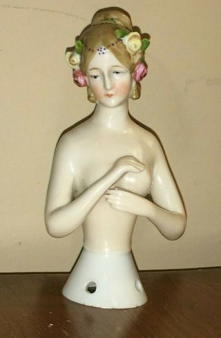 Antique Goebel Half Doll,  Arms Away,  Ornate Hair