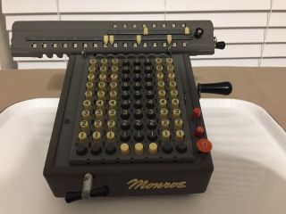 Vintage Monroe Adding Machine Calculator Model L160 - X W/cover
