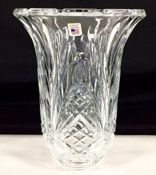 Vtg Towle Crystal Hurricane Cut Glass Lamp Shade 8 " Globe 2 3/8 " Fitter Usa Ex