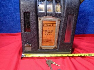 Antique 1 Cent CIGARETTE Trade Stimulator GUMBALL / CANDY MACHINE 2 3