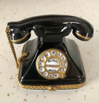 Vintage Limoges Telephone Trinket Box - Hand Painted