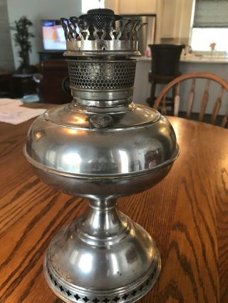 Antique Vintage Rayo Oil Lamp Nickel Plated Base - No Chimney