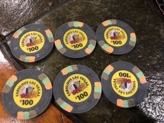 6 Fabulous Las Vegas Poker Chips $100