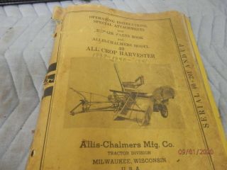 Vintage 1939 - 41 Allis Chalmers40 All Crop Harvester/ Combine
