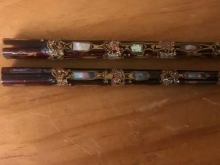 Fine Antique Chinese Lacquer & Mother Of Pearls Chopstick