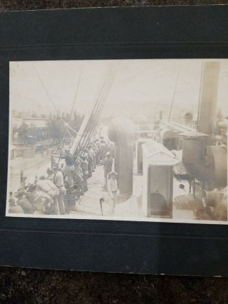 Spanish American War Era Photograph Soldiers on Ship Docked Calvary Early 1900 2