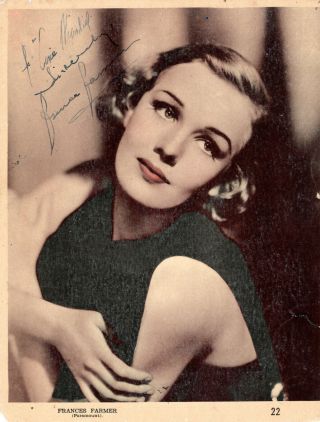Tragic American Actress Frances Farmer,  Rare Signed Vintage Studio Photo.
