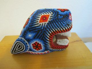 Huichol,  Mexican Folk Art - Carved & Beaded Jaguar