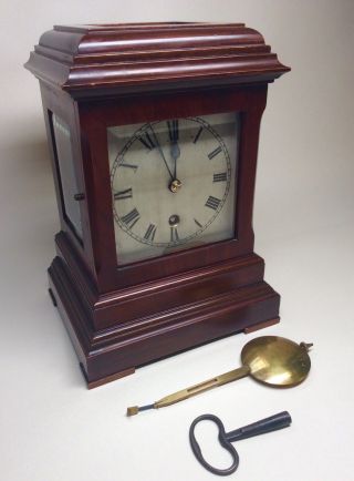 Good Late Victorian Mahogany Four Glass Library Clock/ Bracket Clock J J Elliot