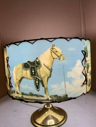 Vintage Mid - Century Western Cowboy Laced Lamp Shade