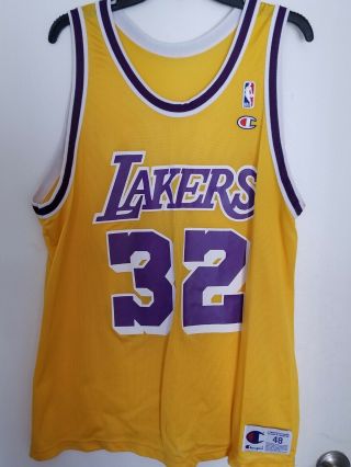 Rare Vintage Mens Magic Johnson Los Angeles Lakers Champion Jersey Size 48 Xl