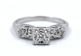 Vintage Diamond Engagement Bridal Band Ring 14k White Gold.  16cttw Size 5.  75