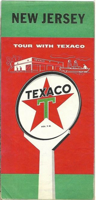 1957 Texaco Oil Road Map Jersey Palisades Park Maplewood Newark Perth Amboy