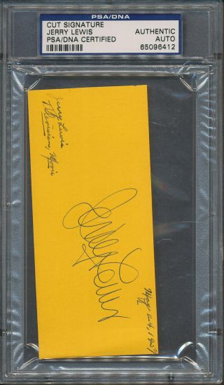 Jerry Lewis Cut Signature Psa/dna Certified Authentic Signed Auto 6412