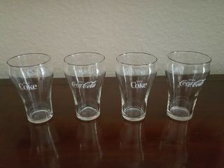 Set Of 4 Vintage Enjoy Coca - Cola Coke Clear Flair Glasses 16 Oz.