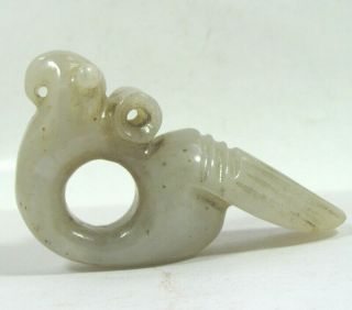 China Exquisite Hand - Carved Lucky Bird Hetian White Jade Pendant - 2.  8 "