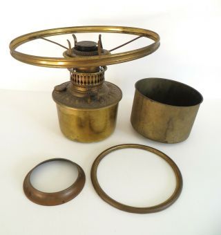 Antique Kerosene Oil Lamp Font Burner Brass M&w 95 Improved Matthews & Willard