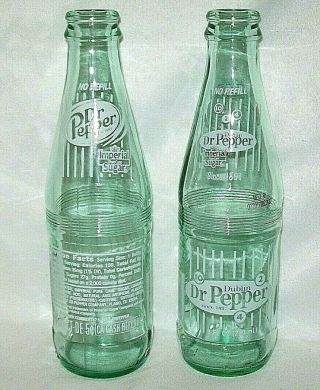 2 Dublin Dr Pepper 8oz Green Glass Bottles Imperial Pure Cane Sugar Tx,  Lids