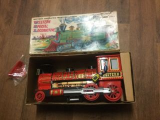 Mt Vintage Battery Operated Mystery Action Western Special Locomotive Tin Train