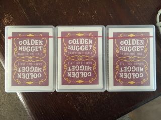 3 Vintage Golden Nugget Casino Playing Cards - Red Deck