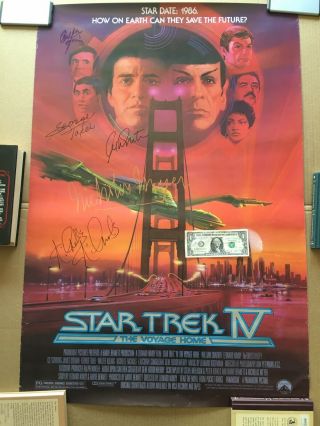 Star Trek Iv The Voyage Home Signed 27x40 Poster William Shatner George Takei