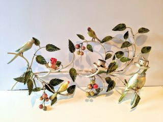 Metal Tole Wall Candle Holder Sconce Shabby Chic Vintage Birds Fruit Large 24 "