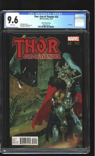 Thor God Of Thunder 25 Cgc 9.  6 Nm,  1st Thor (jane Foster) Cameo Guera Variant