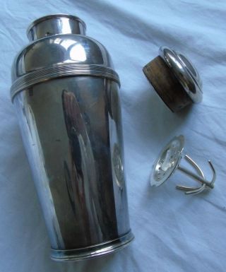 A Large Art Deco Silver Cocktail Shaker By Harrods London Signed Stamped Vintage