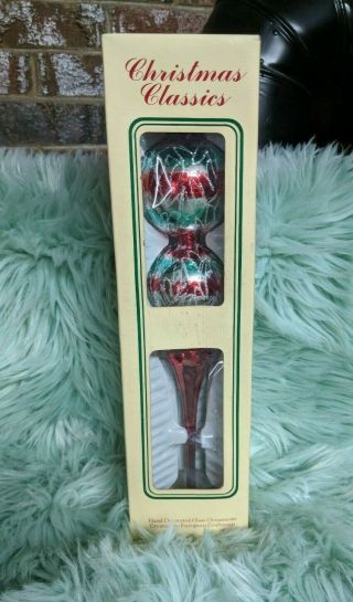 Vintage Glass Christmas Classics Tree Topper W/box Commodore Romania