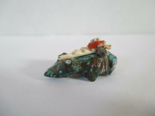 Old Vintage Zuni Carved Turquoise Frog Fetish