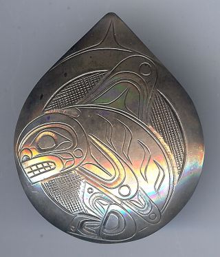 Donald Lancaster Vintage Northwest Coast Indian Sterling Silver Whale Pin Brooch