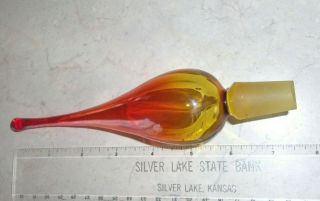 Large Vtg Mid - Century Blenko Amberina Tangerine Decanter Bottle Stopper Only