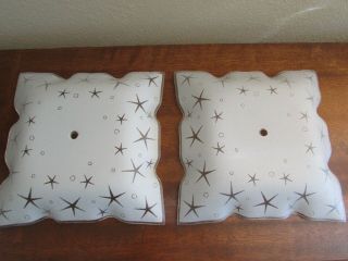 Vintage Mid Century Starburst Reverse Paint Frosted Ceiling Shades