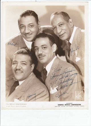 Mills Brothers Signed Autographed 8x10 Glossy Photo By 4 Members Rare