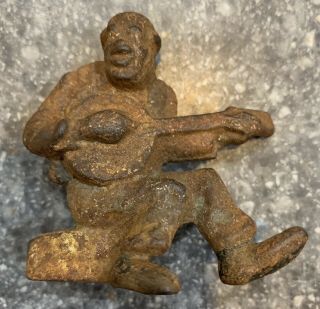 Rare Black Americana Hubley Cast Iron Figure Banjo Player