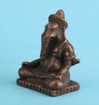 RARE RED COPPER HAND - CARVED STATUE ELEPHANT TRUNK GOD COLLEC OLD FIGURINE 2