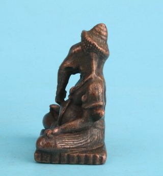 RARE RED COPPER HAND - CARVED STATUE ELEPHANT TRUNK GOD COLLEC OLD FIGURINE 3