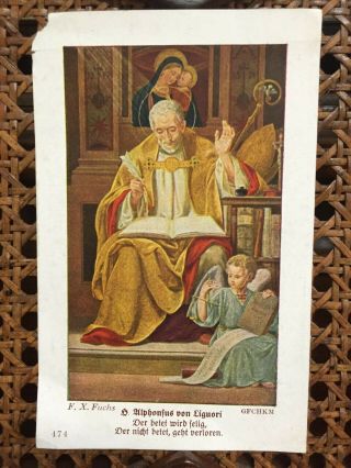 Rare Vintage Catholic St.  Alphonse Liguori Holy Card Germany
