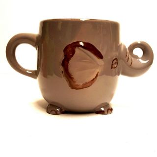 WORLD MARKET Gray Elephant 16oz Coffee Mug Cup Trunk 3