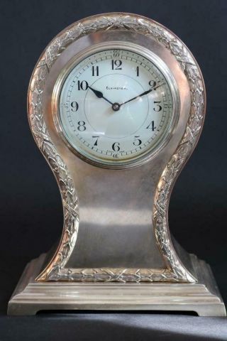 Elkington Silver Mantel Clock With French 8 Day Cylinder Movement